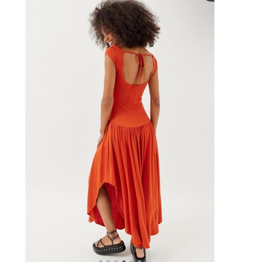 Urban outfitters midi poem dress in orange
